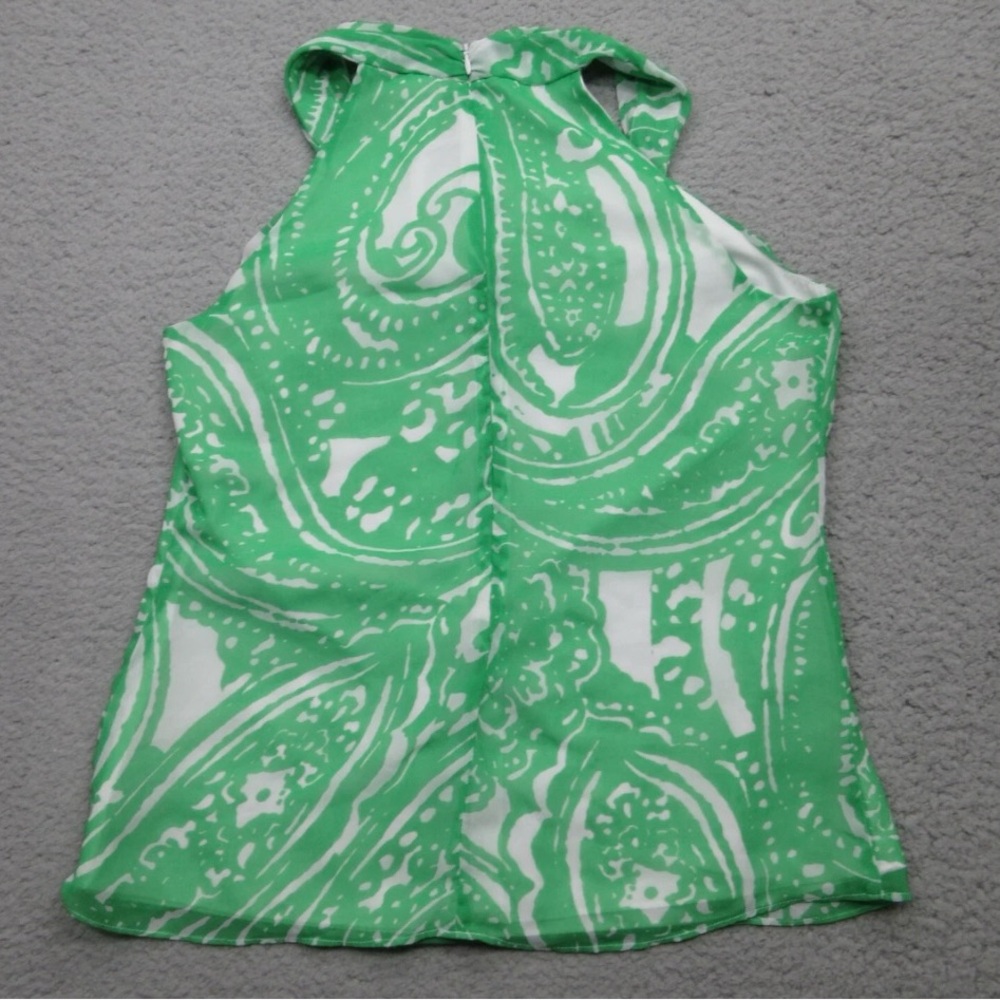 Banana Republic Shirt Womens Size 10 Green White Geometric Sleeveless Tank - Picture 2 of 5
